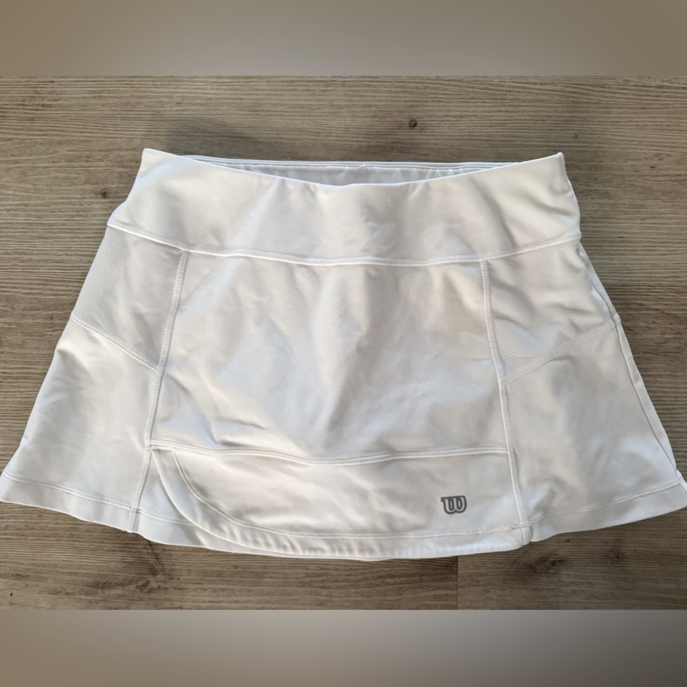 White Tennis Skirt with Logo Wilson medium
